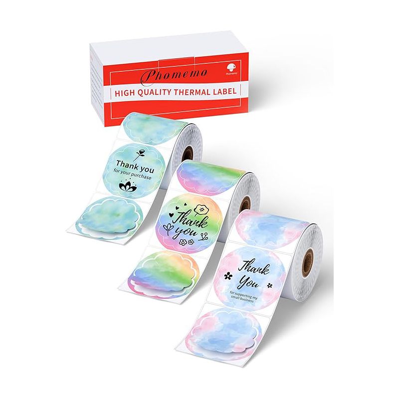 Pack x3 rouleaux d’étiquettes rondes effet pétale – Ø 50 mm