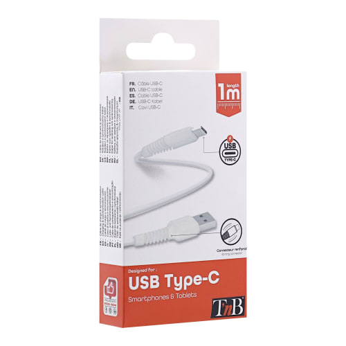 Câble USB-A vers USB-C renforcé blanc 1 m
