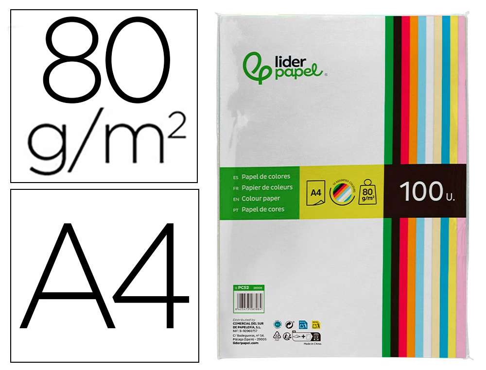 Papier couleur assorti – 80 g/m² – A4 – 100 feuilles