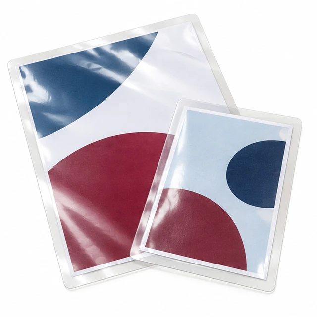 Documents protégés par des pochettes plastifiées transparentes