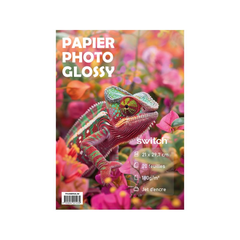 Papier photo brillant – 180 g/m² – A4 – 20 feuilles