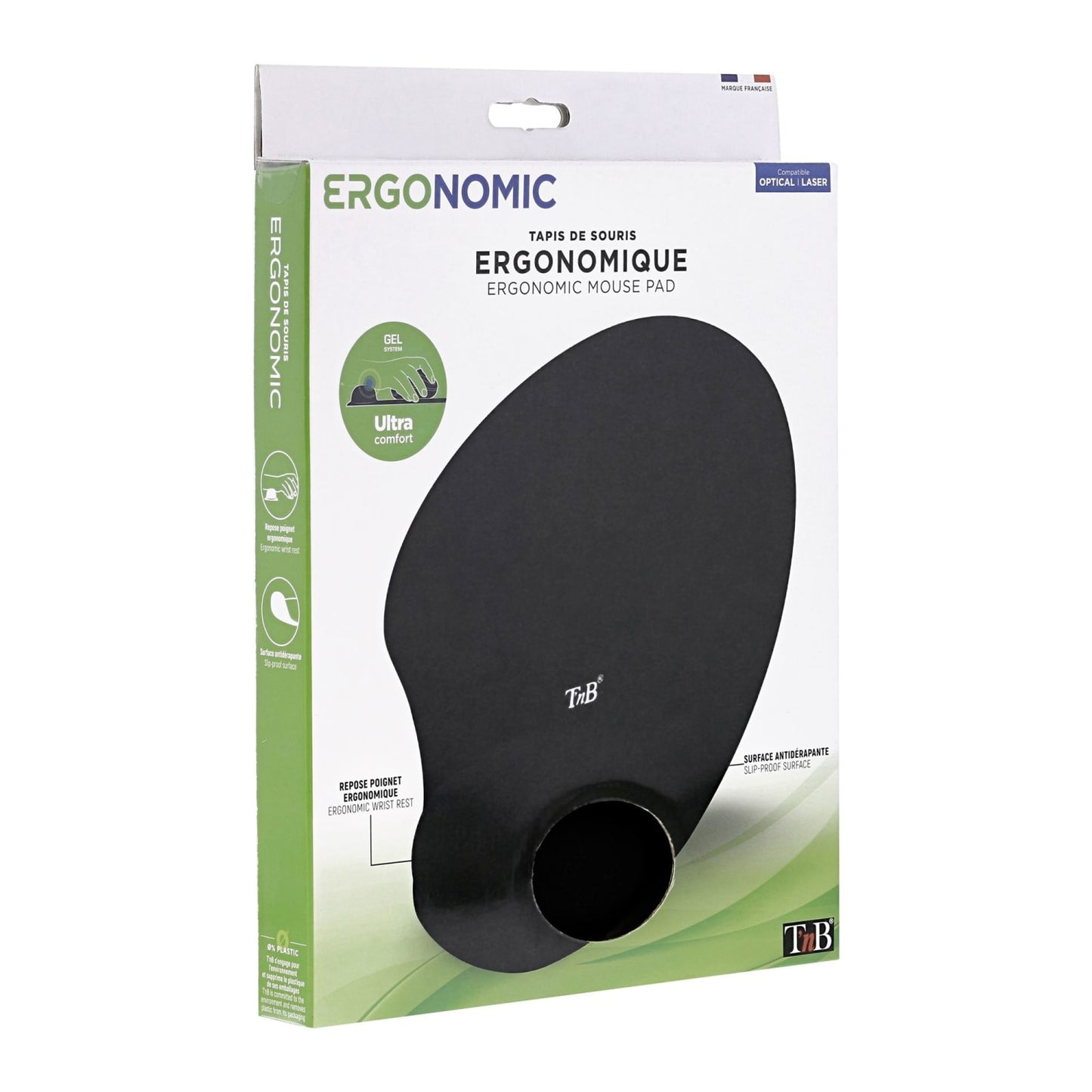 TNB Tapis de souris ergonomique avec repose-poignet noir