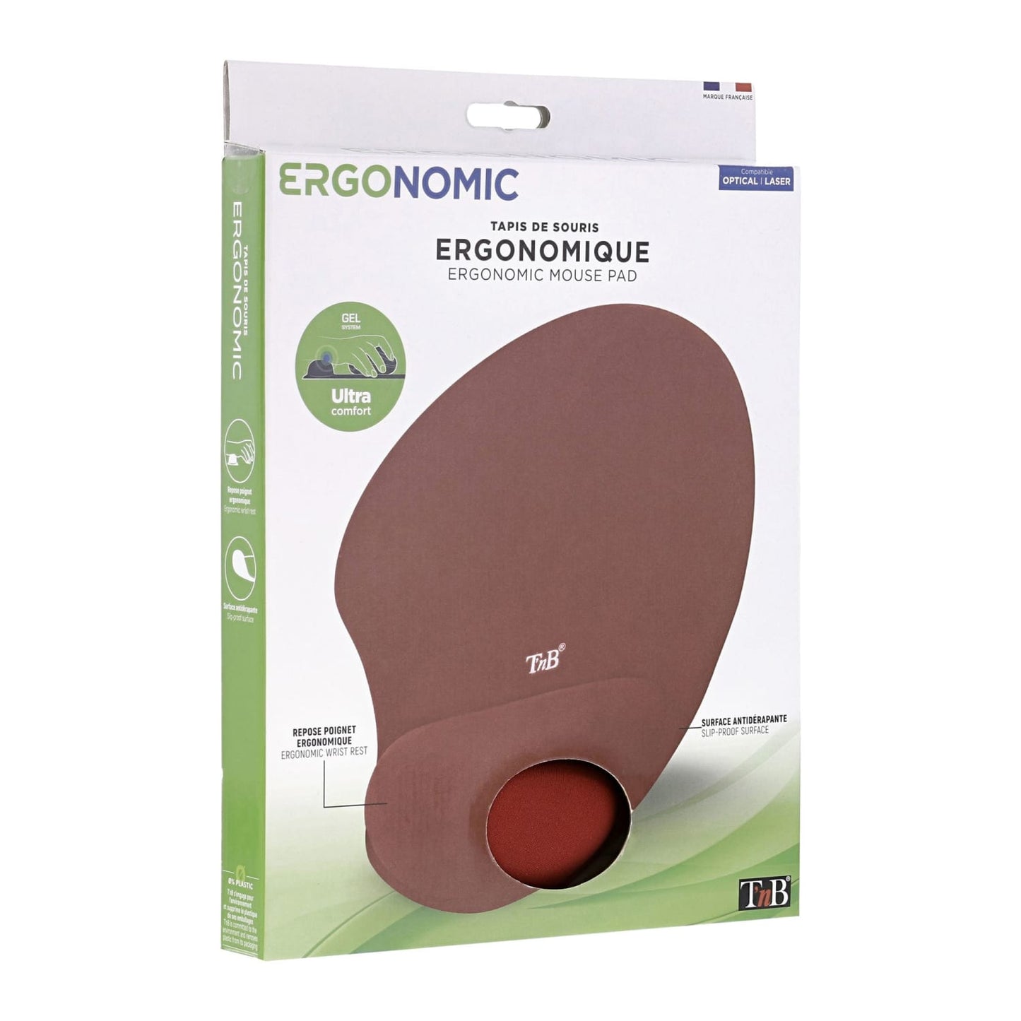 TNB Tapis de souris ergonomique avec repose-poignet rouge