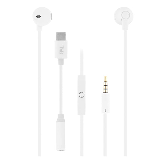 TNB Écouteurs filaires SWEET – Blanc mat avec adaptateur USB-C