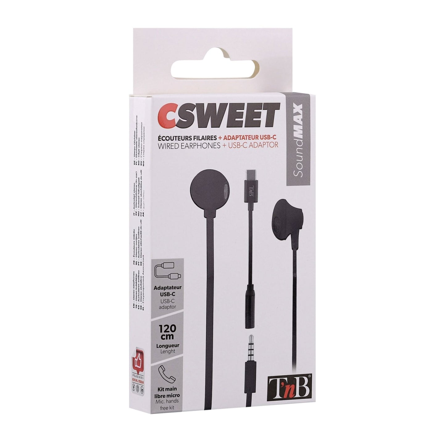 TNB Ecouteurs filaires SWEET jack + type-C noir