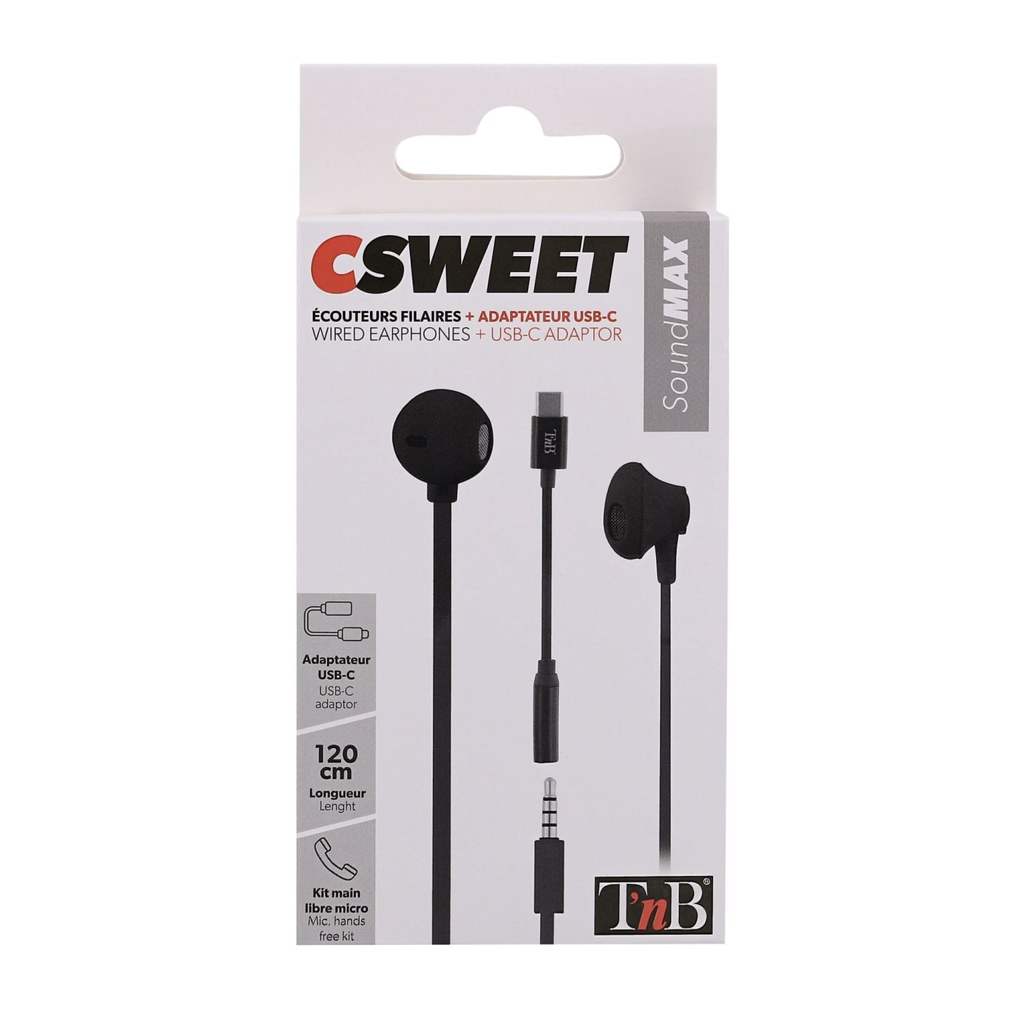 TNB Ecouteurs filaires SWEET jack + type-C noir