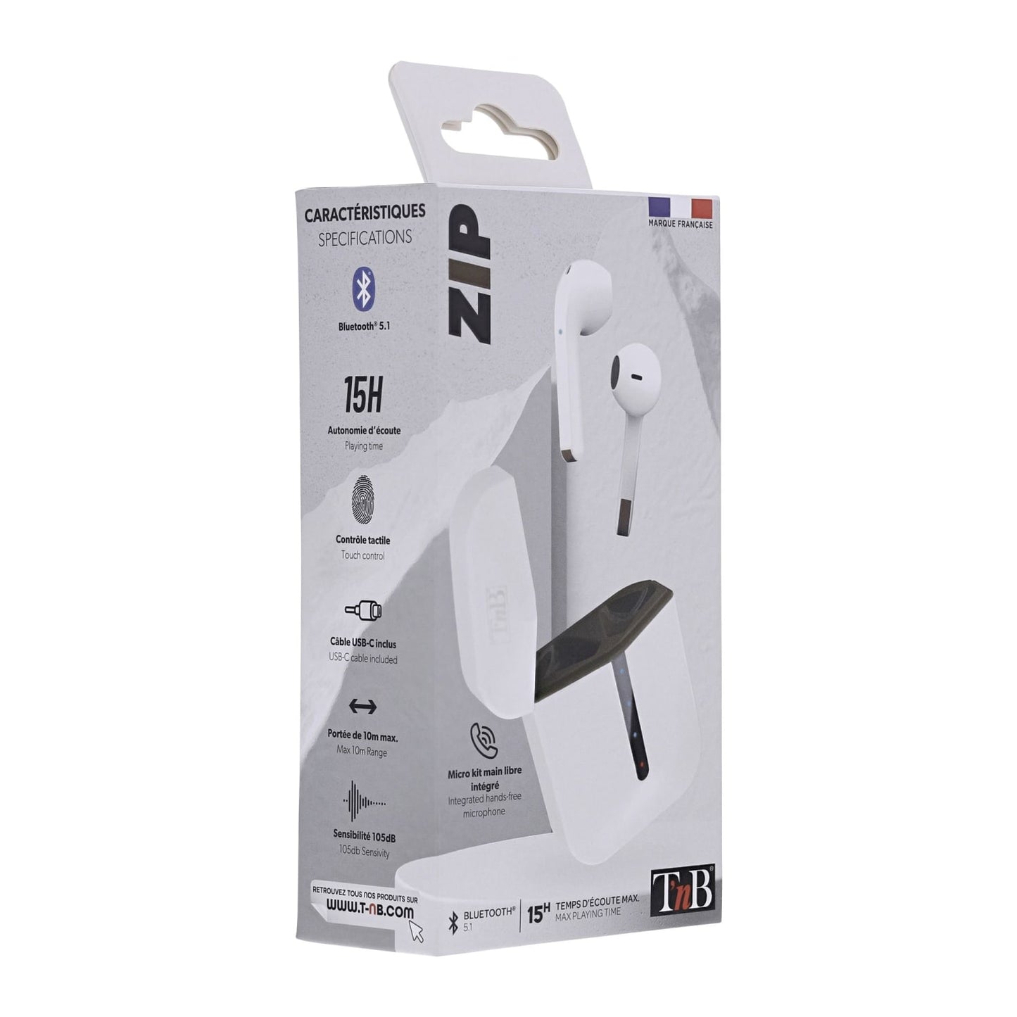 TNB Ecouteurs TWS ZIP Blanc