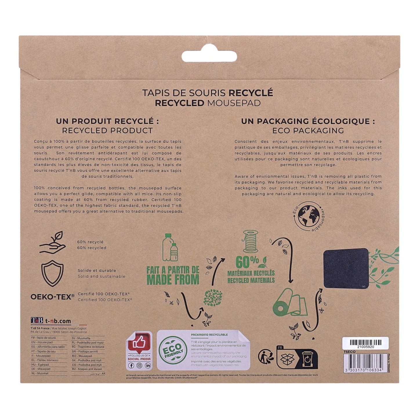 TNB Tapis de souris recyclé noir