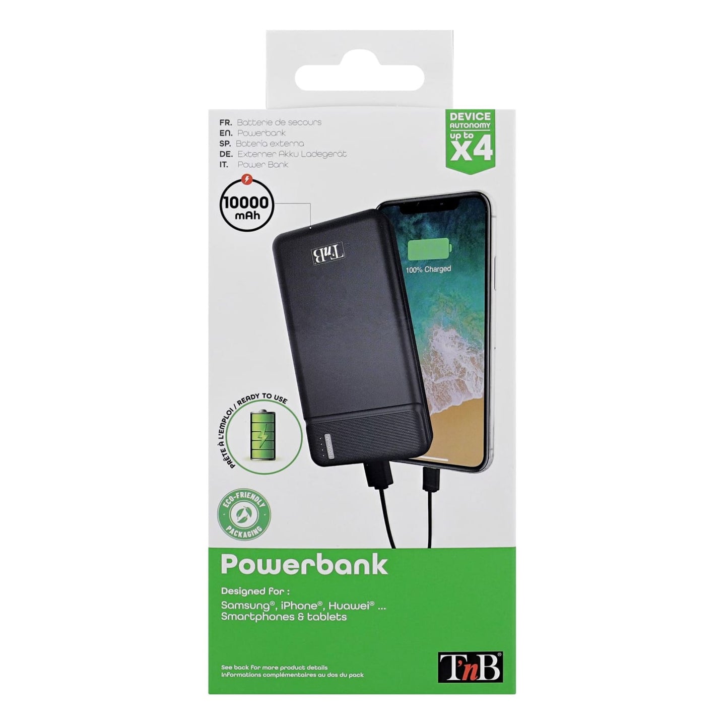 TNB Batterie de secours 2 USB 10 000 mAh 10W