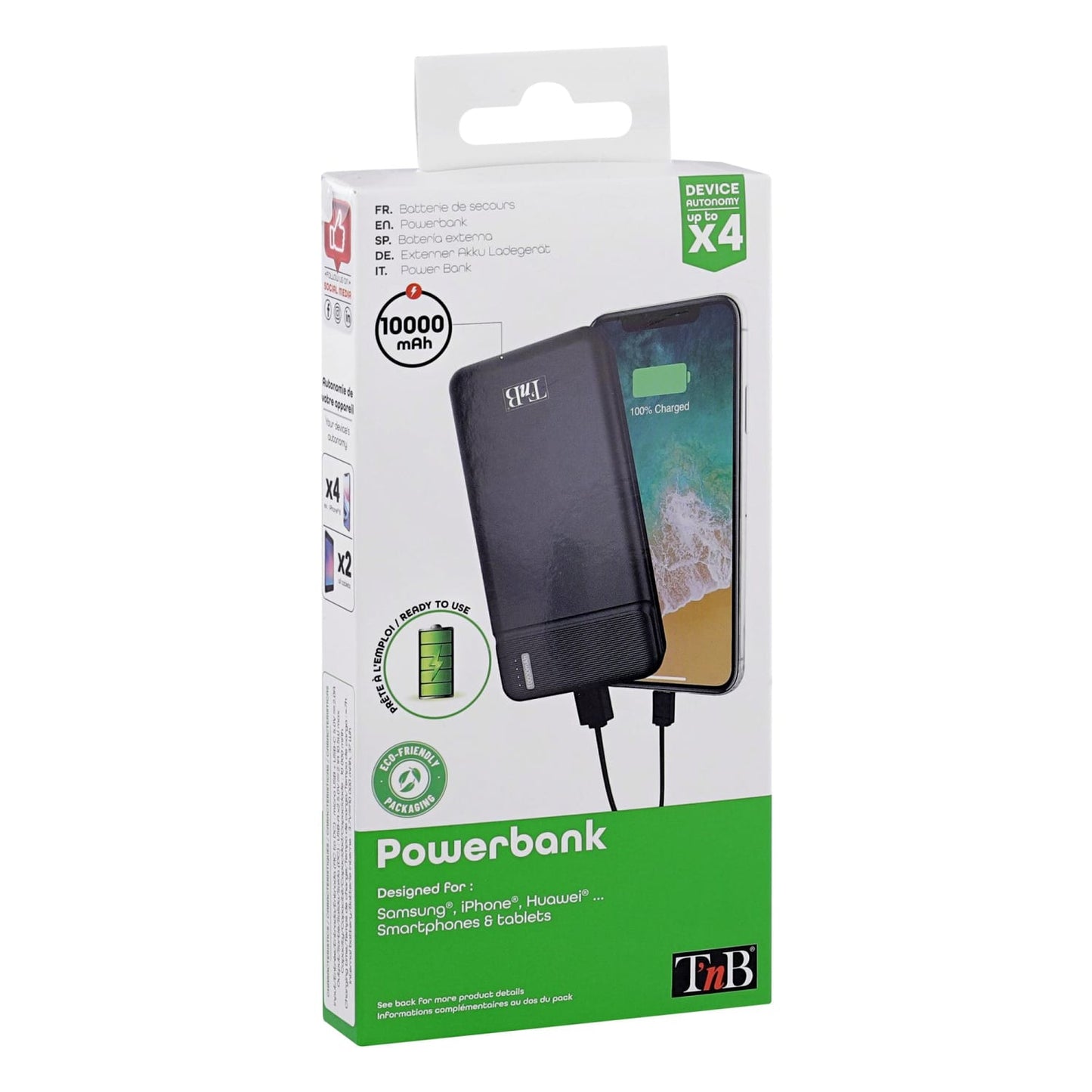 TNB Batterie de secours 2 USB 10 000 mAh 10W