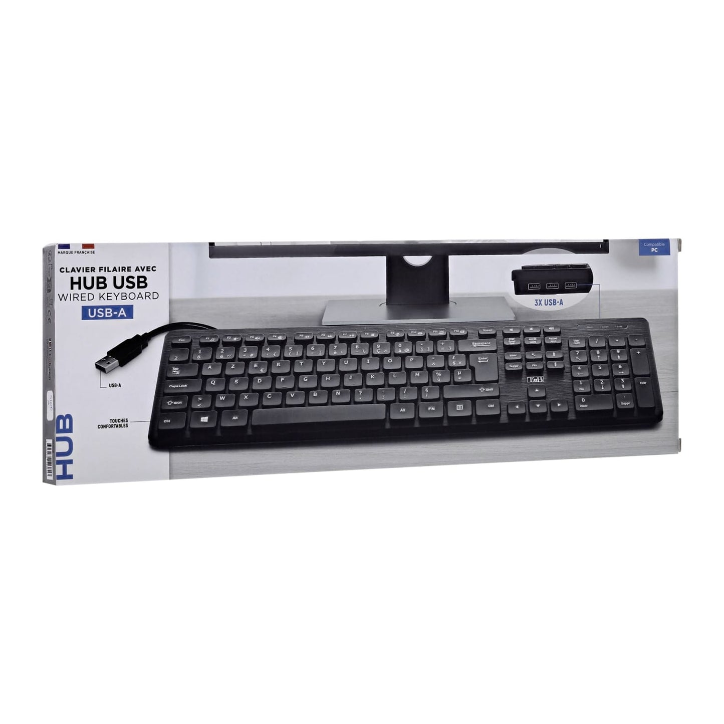 TNB Clavier filaire avec hub 3x USB-A