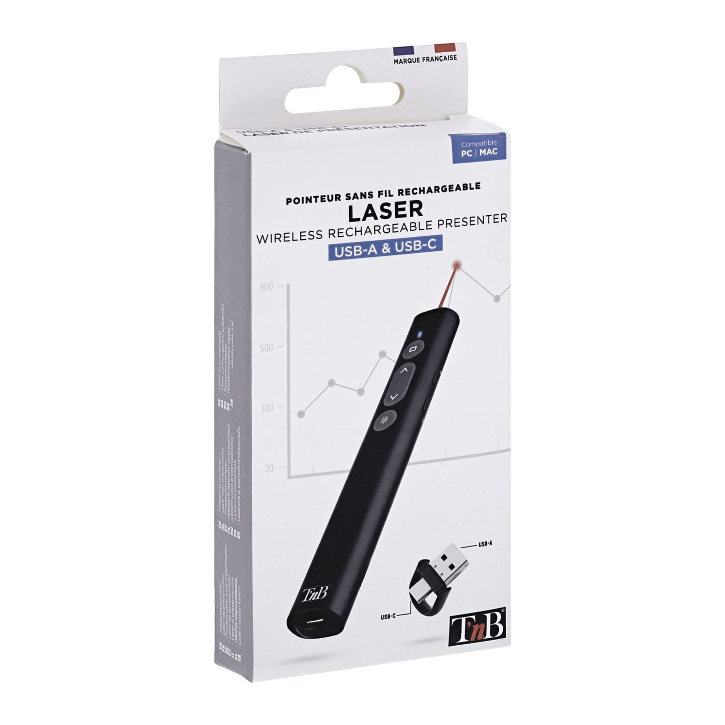 TNB Laser de présentation rechargeable USB-A & USB-C - noir