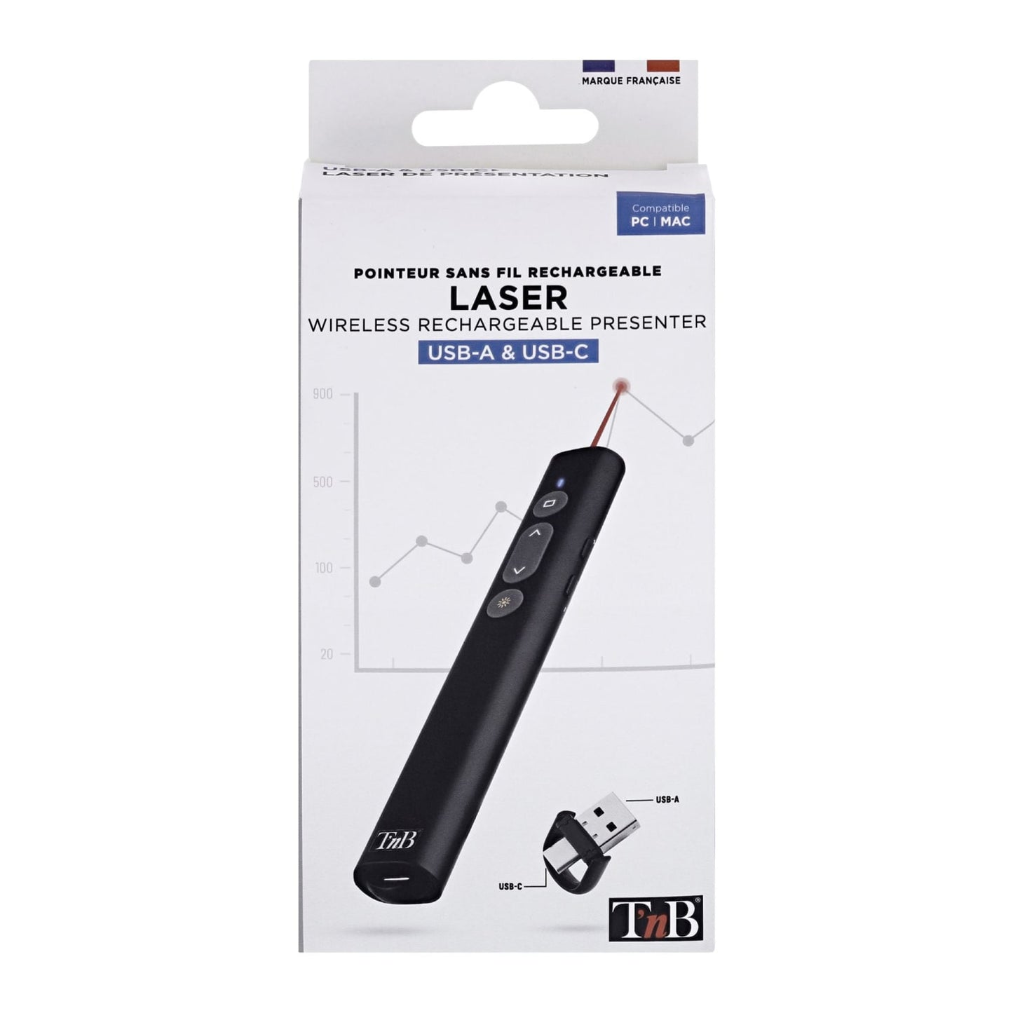 TNB Laser de présentation rechargeable USB-A & USB-C - noir