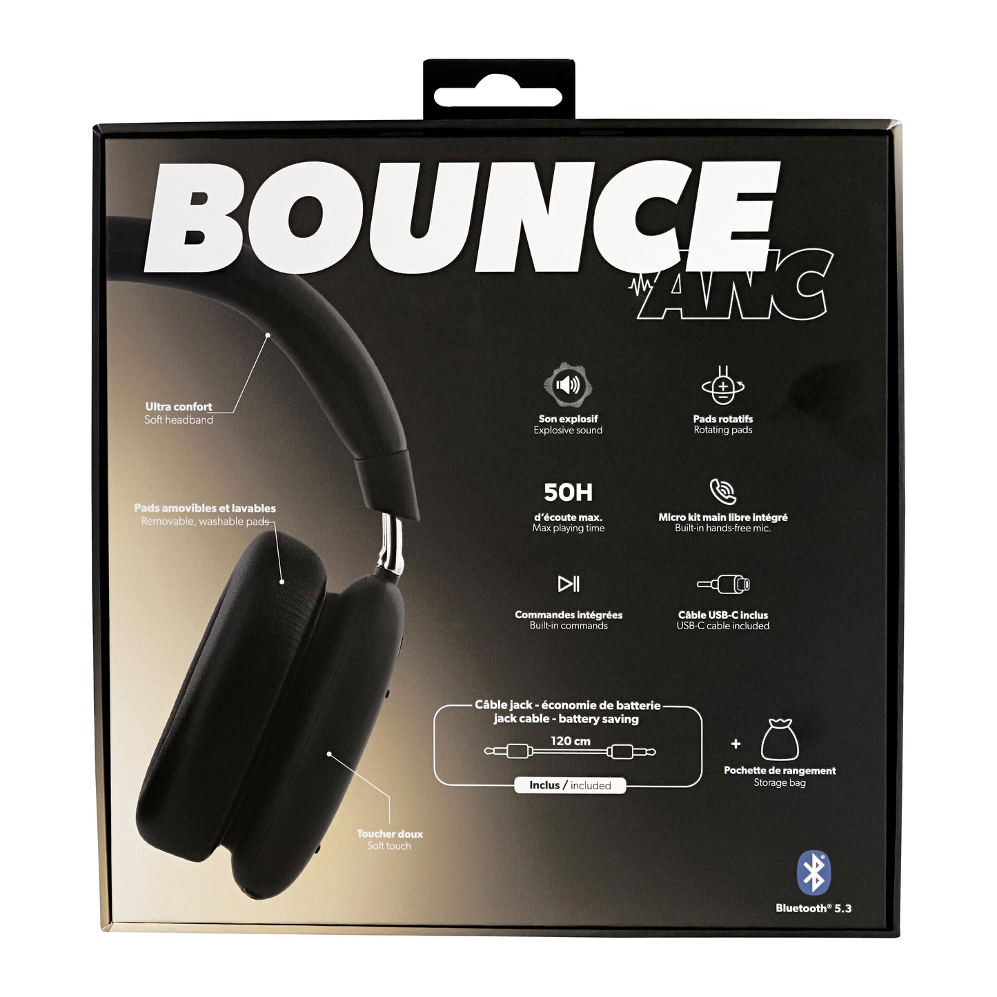 TNB Casque Bluetooth à réduction de bruit active BOUNCE