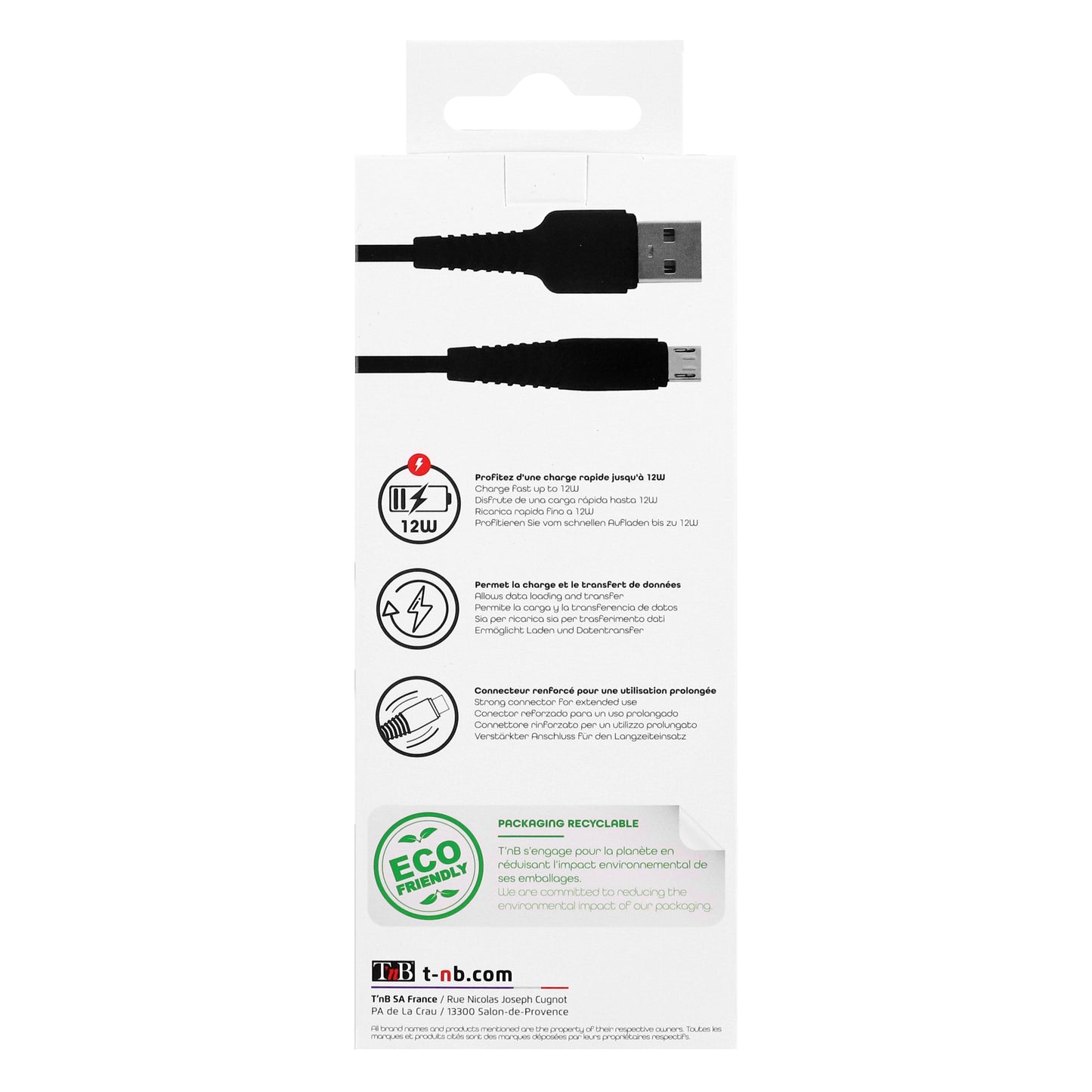 Câble Micro USB – Connecteurs renforcés – 2 mètres