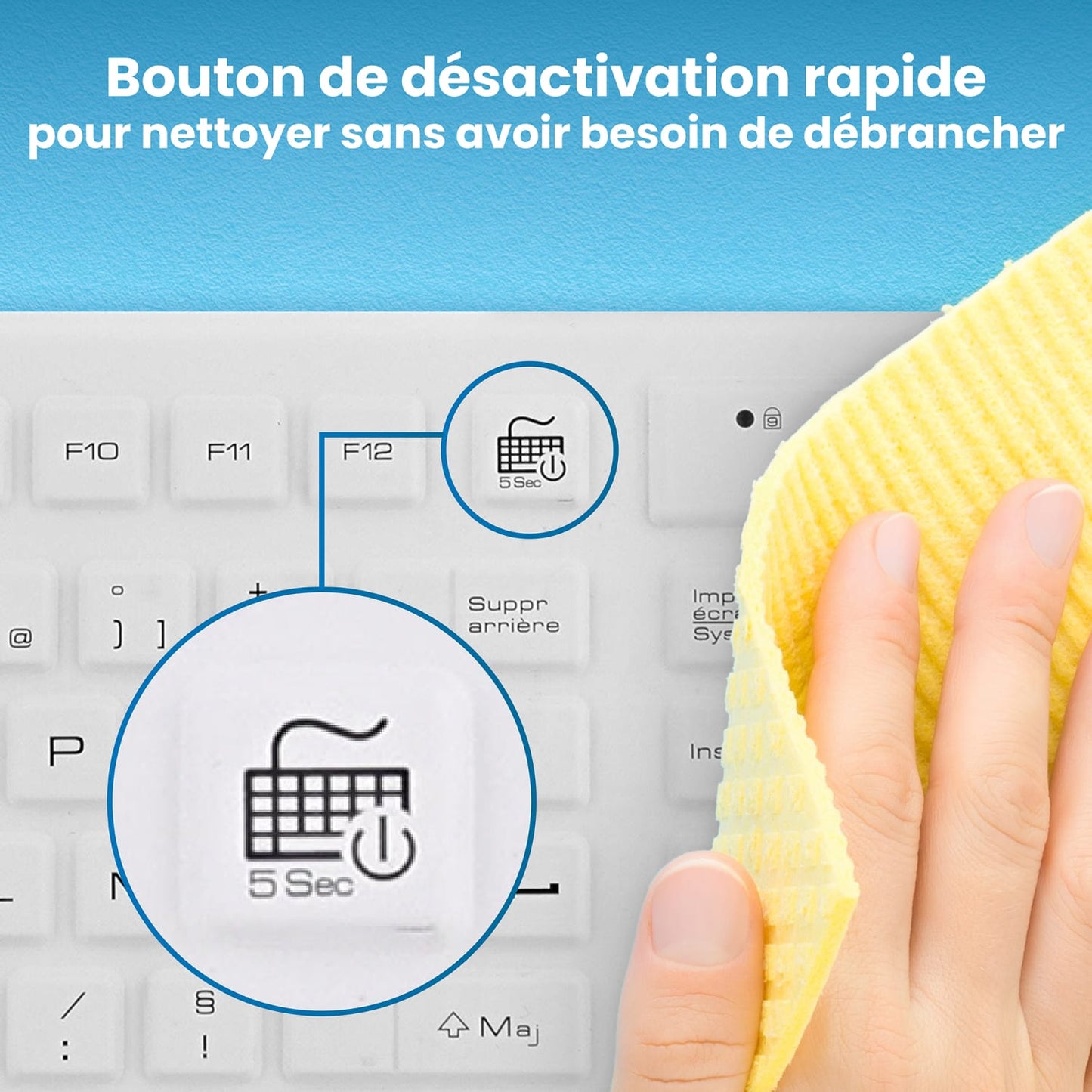 Clavier filaire médical IP68 – AZERTY (FR)