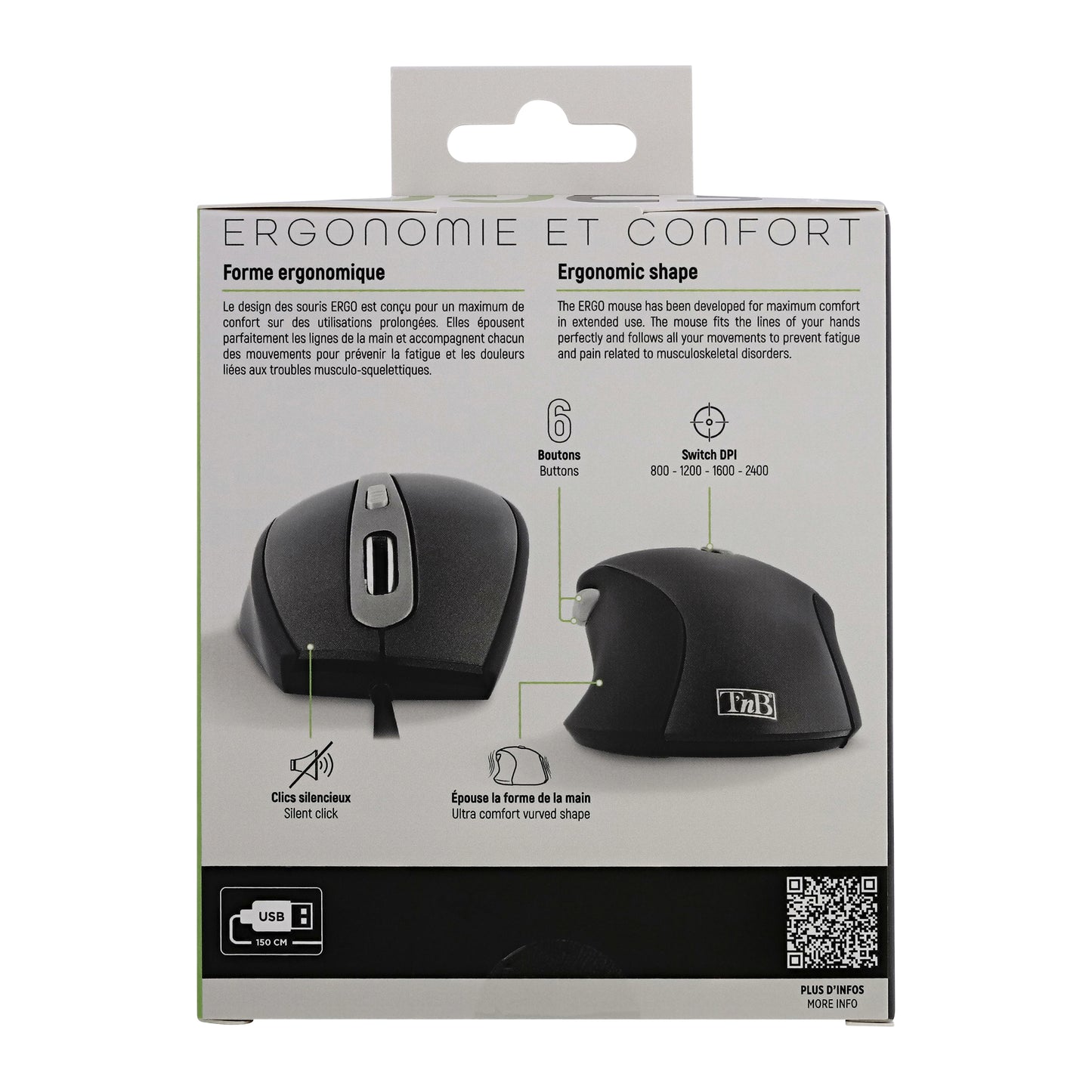 TNB Souris filaire ergonomique OFFICE – Noir