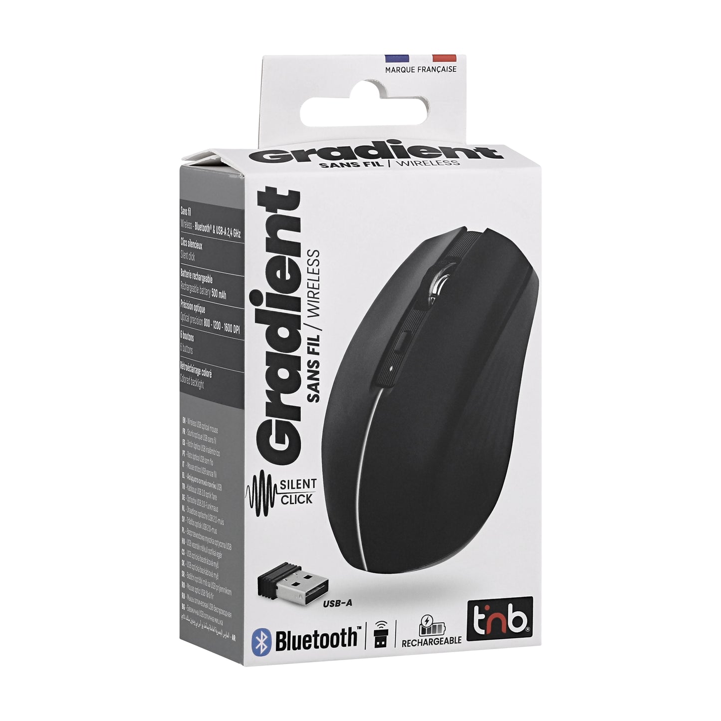 TNB Souris sans fil rechargeable DUAL CONNECT – Bluetooth & USB-A