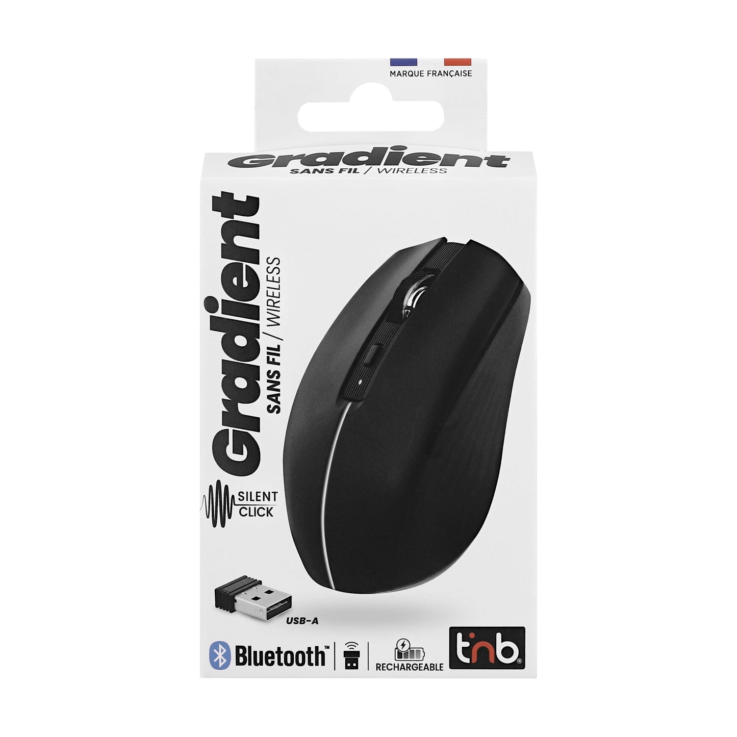 TNB Souris sans fil rechargeable DUAL CONNECT – Bluetooth & USB-A
