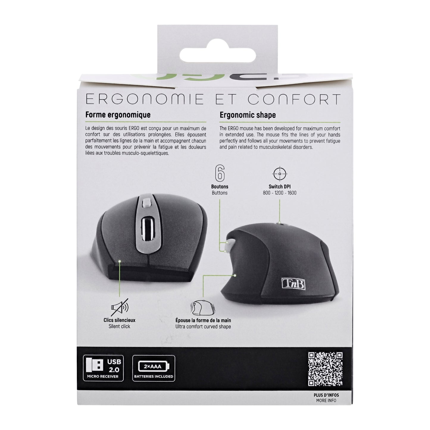 TNB Souris sans fil ergonomique – Noir