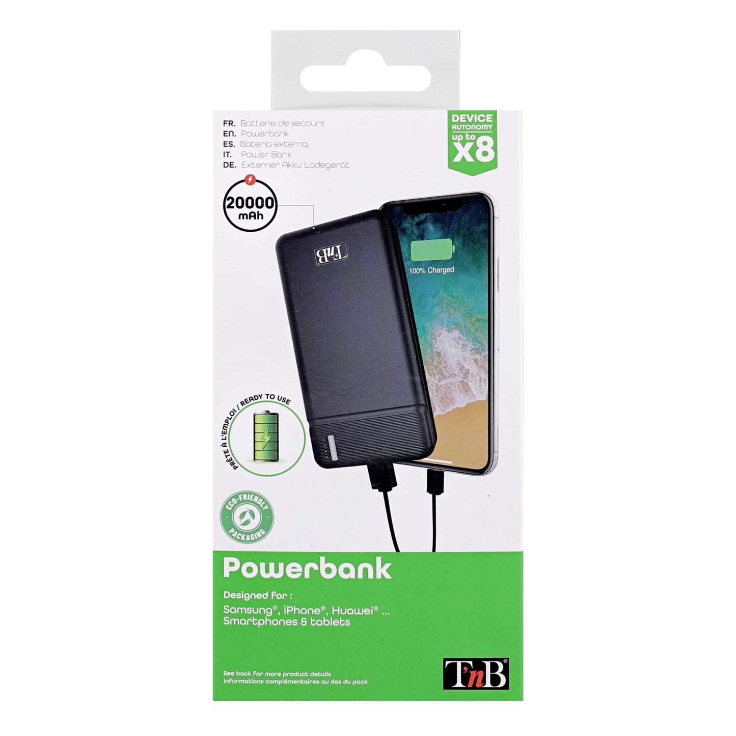 TNB Batterie de secours 2 USB 20 000 mAh 10W