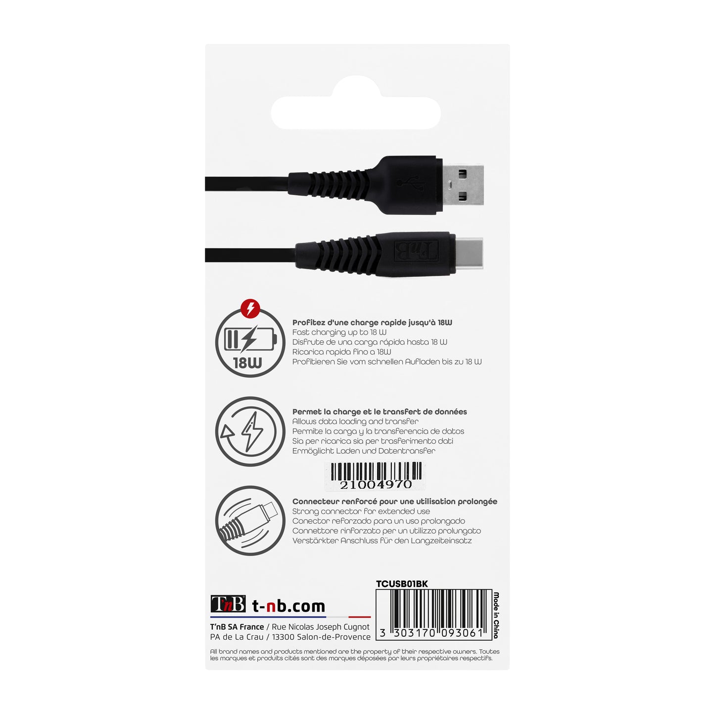 TNB Câble USB-C connecteurs renforcés – 1 m