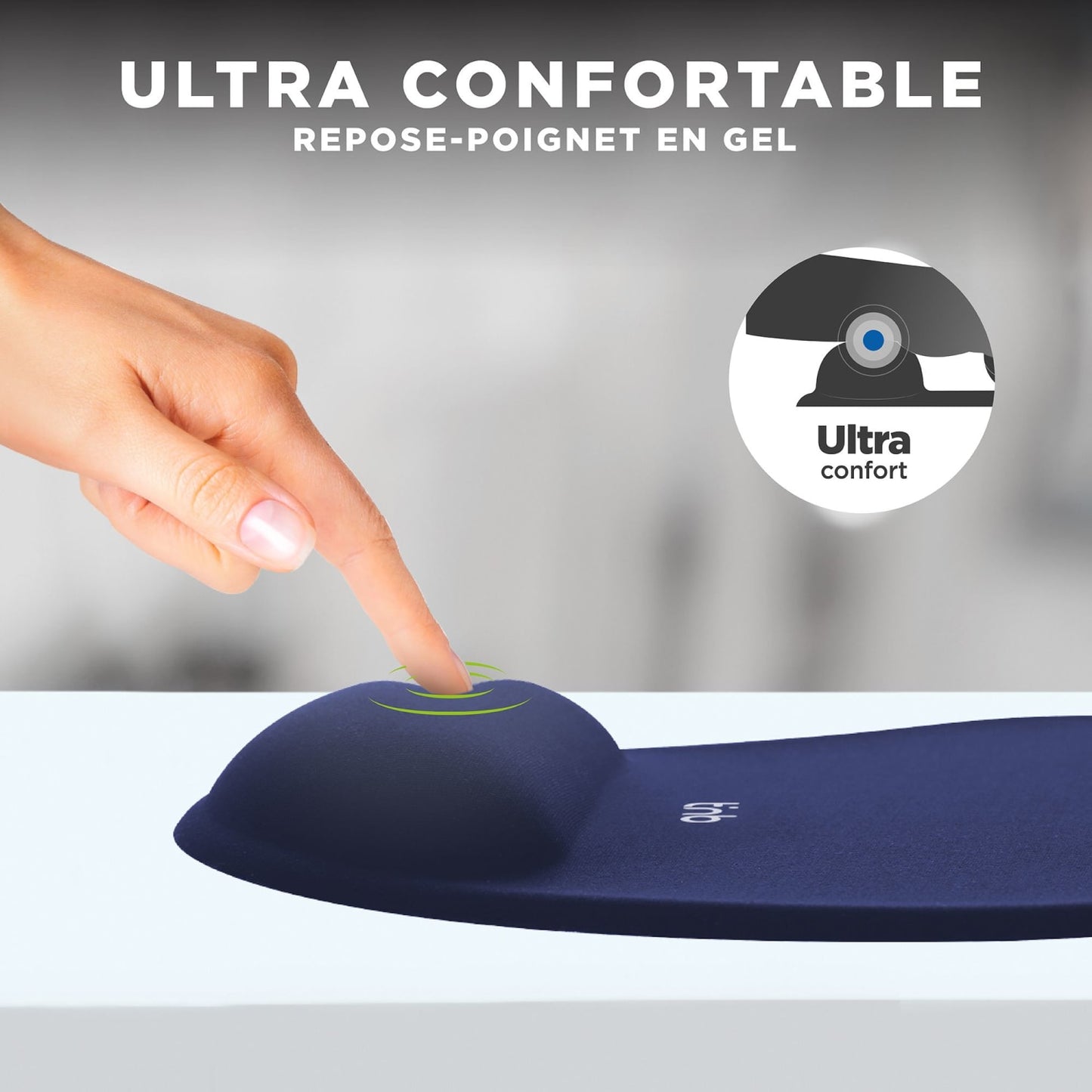 TNB Tapis de souris ergonomique avec repose-poignet bleu