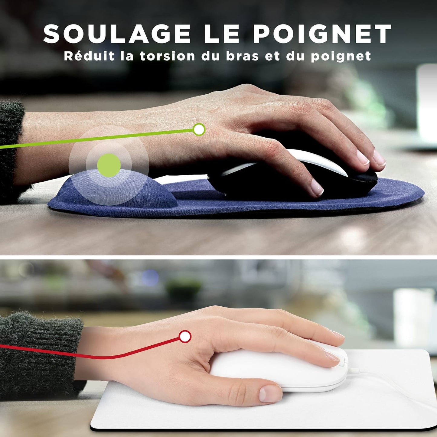 TNB Tapis de souris ergonomique avec repose-poignet bleu