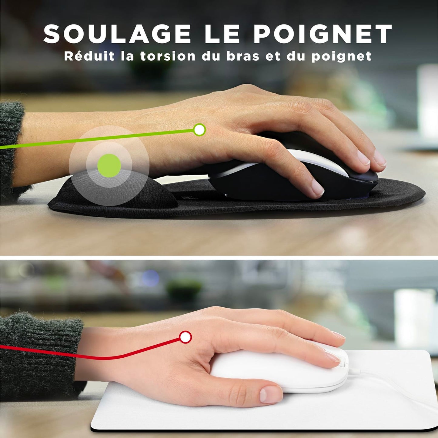 TNB Tapis de souris ergonomique avec repose-poignet noir