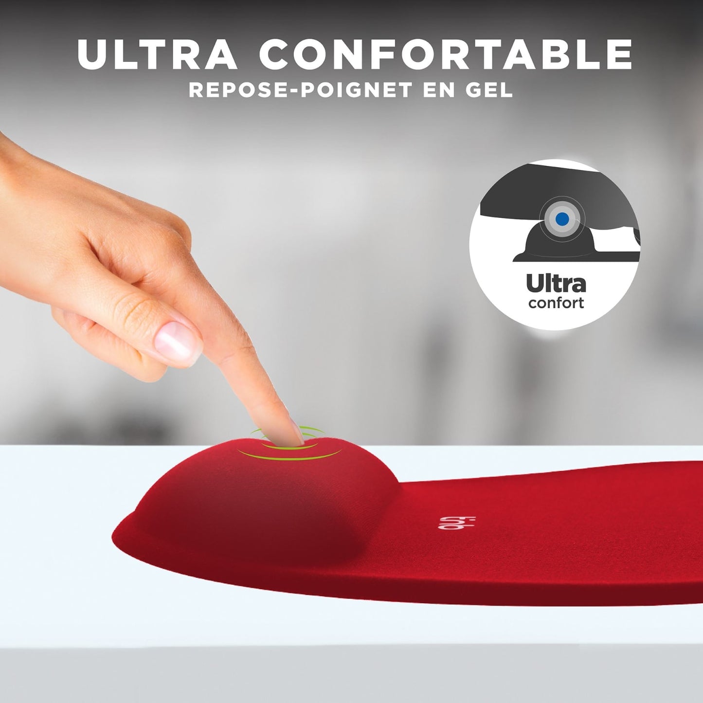 TNB Tapis de souris ergonomique avec repose-poignet rouge