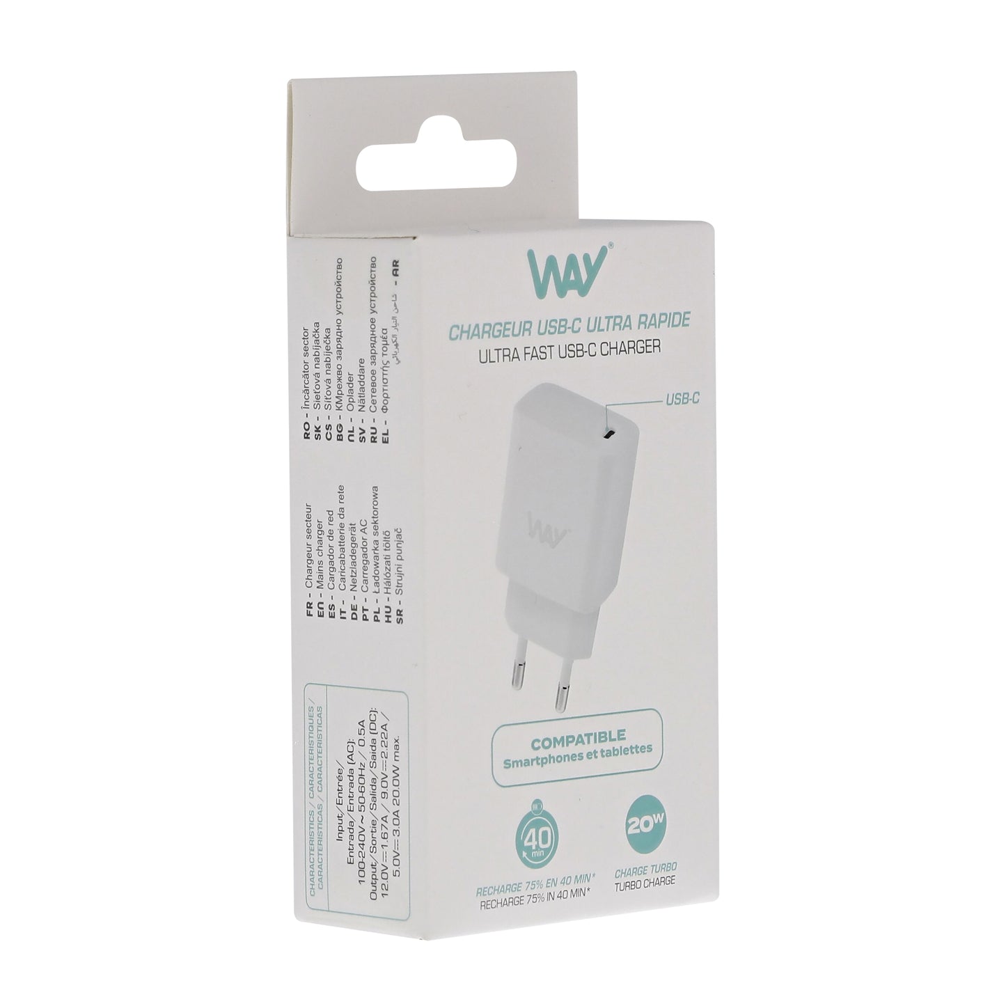 Chargeur secteur USB-C Power Delivery 20W