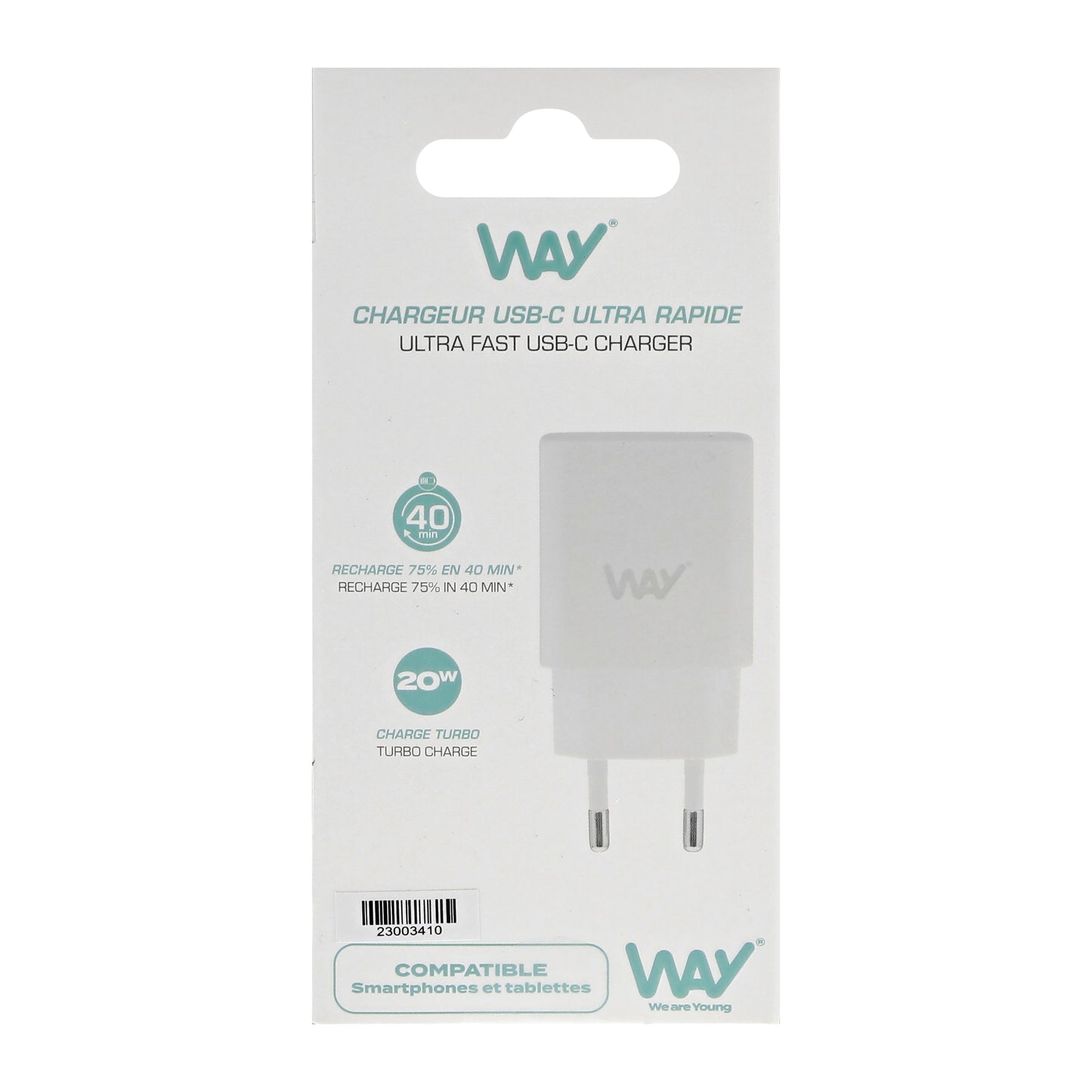 Chargeur secteur USB-C Power Delivery 20W