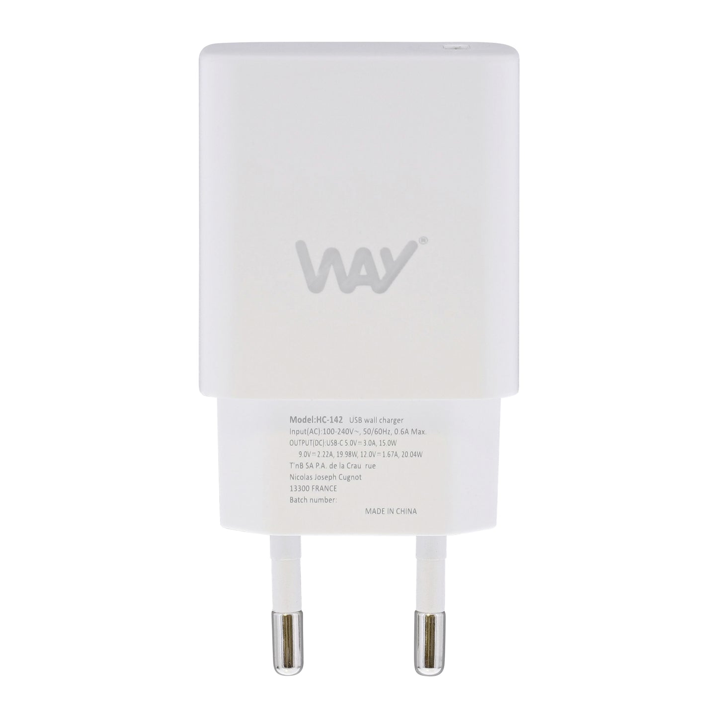 Chargeur secteur USB-C Power Delivery 20W